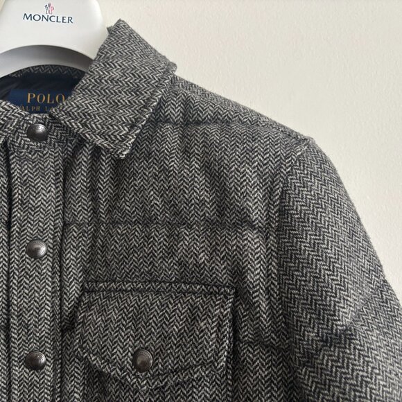 BNWOT Polo Ralph Lauren Wool Herringbone 750 Down Puffer Overshirt/Jacket -Small - Picture 5 of 14